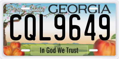 GA license plate CQL9649