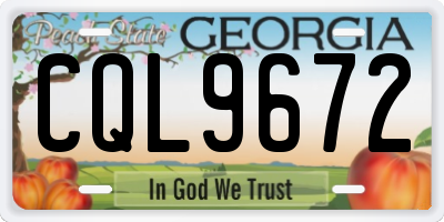 GA license plate CQL9672