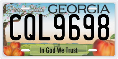 GA license plate CQL9698