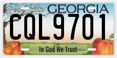 GA license plate CQL9701