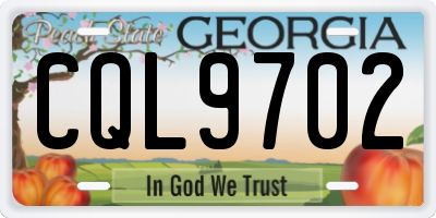 GA license plate CQL9702