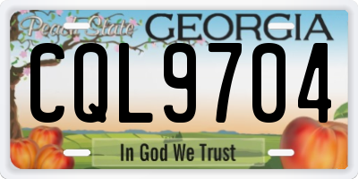 GA license plate CQL9704