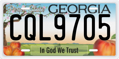 GA license plate CQL9705
