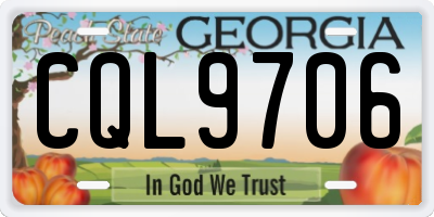 GA license plate CQL9706