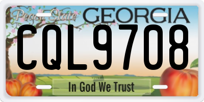 GA license plate CQL9708