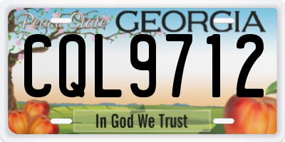 GA license plate CQL9712