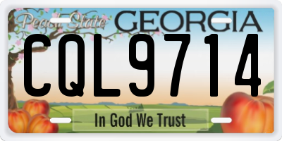 GA license plate CQL9714