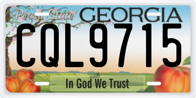 GA license plate CQL9715