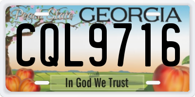 GA license plate CQL9716