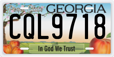 GA license plate CQL9718