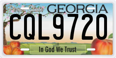 GA license plate CQL9720