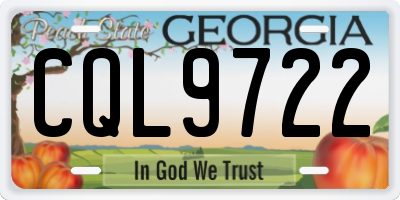 GA license plate CQL9722
