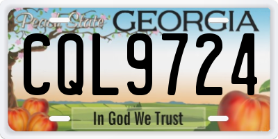 GA license plate CQL9724