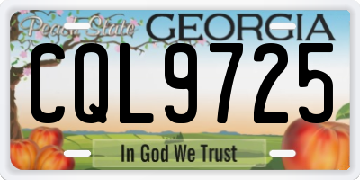 GA license plate CQL9725