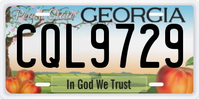 GA license plate CQL9729