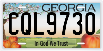 GA license plate CQL9730