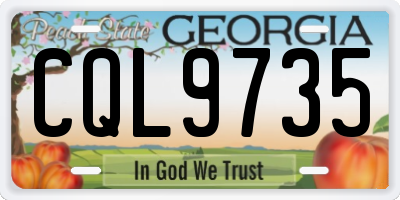 GA license plate CQL9735