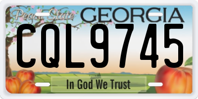 GA license plate CQL9745