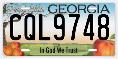 GA license plate CQL9748