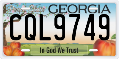 GA license plate CQL9749