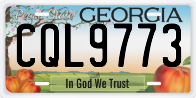 GA license plate CQL9773