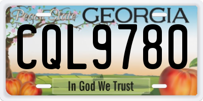GA license plate CQL9780