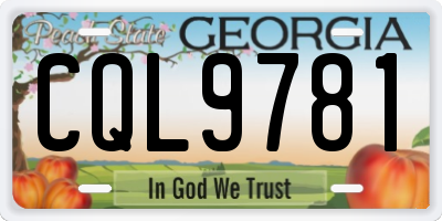 GA license plate CQL9781