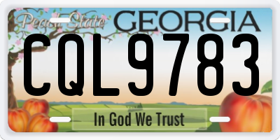 GA license plate CQL9783