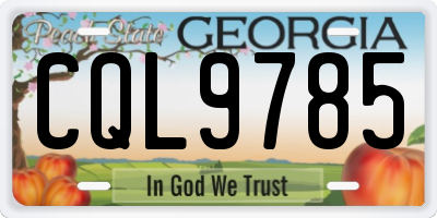 GA license plate CQL9785