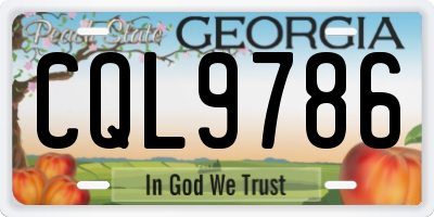 GA license plate CQL9786
