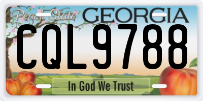 GA license plate CQL9788