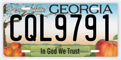 GA license plate CQL9791