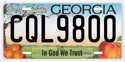 GA license plate CQL9800