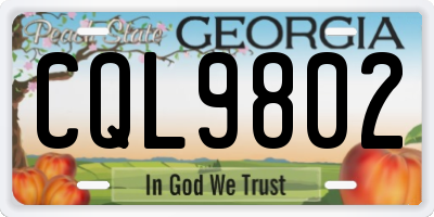 GA license plate CQL9802