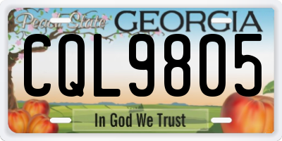 GA license plate CQL9805