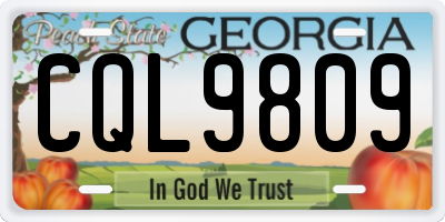 GA license plate CQL9809