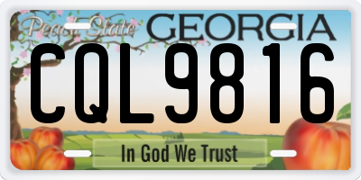 GA license plate CQL9816