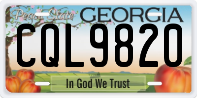 GA license plate CQL9820