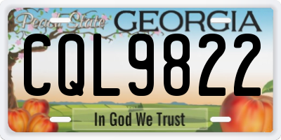 GA license plate CQL9822