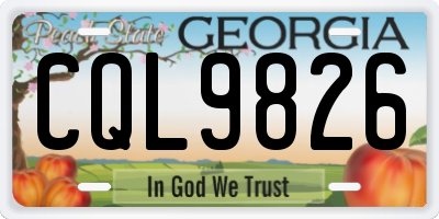 GA license plate CQL9826
