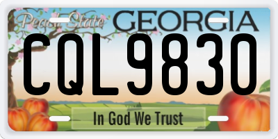 GA license plate CQL9830