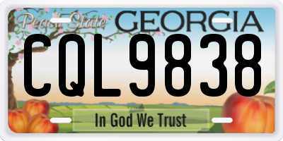 GA license plate CQL9838