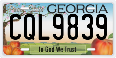GA license plate CQL9839