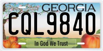 GA license plate CQL9840