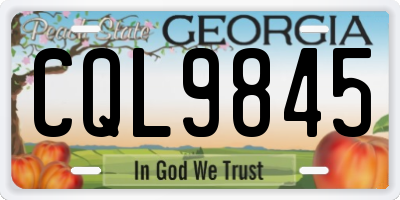 GA license plate CQL9845