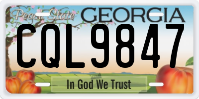 GA license plate CQL9847