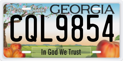 GA license plate CQL9854