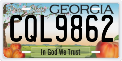 GA license plate CQL9862