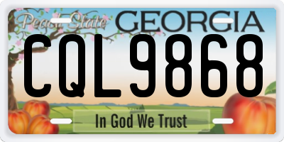 GA license plate CQL9868