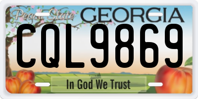 GA license plate CQL9869